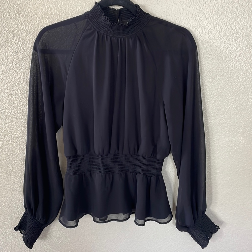 1.State black smock neck blouse Size small